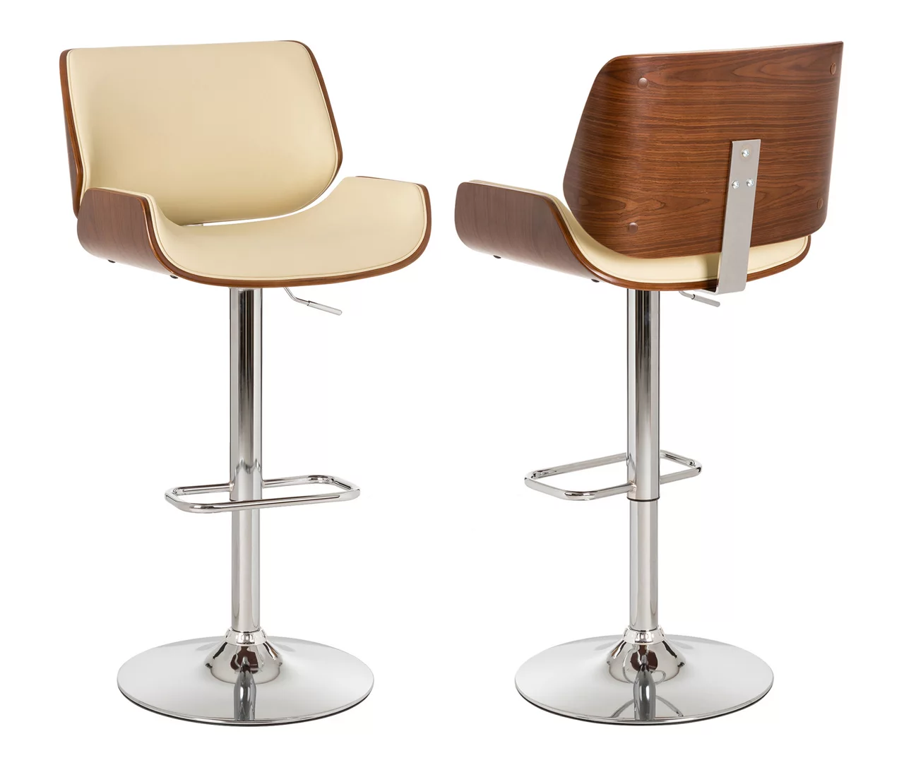 Glitzhome Mid-Century Modern Faux Leather & Chrome Adjustable Bar Stools, 2-Pack 5 Glitzhome Mid-Century Modern Faux Leather & Chrome Adjustable Bar Stools, 2-Pack - Image 5