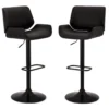 Glitzhome Mid-Century Modern Faux Leather Adjustable Bar Stools, 2-Pack