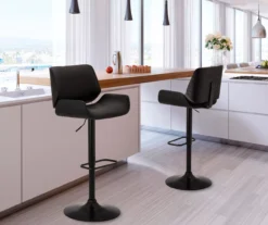 Glitzhome Mid-Century Modern Faux Leather Adjustable Bar Stools, 2-Pack -Walker Edison Shop 810598741 A0 2