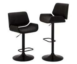 Glitzhome Mid-Century Modern Faux Leather Adjustable Bar Stools, 2-Pack -Walker Edison Shop 810598741 A0 4