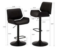 Glitzhome Mid-Century Modern Faux Leather Adjustable Bar Stools, 2-Pack -Walker Edison Shop 810598741 A0 8