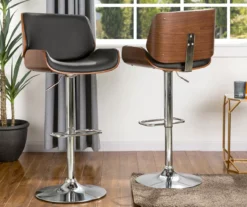 Glitzhome Mid-Century Modern Faux Leather & Chrome Adjustable Bar Stools, 2-Pack 33 Glitzhome Mid-Century Modern Faux Leather & Chrome Adjustable Bar Stools, 2-Pack -Walker Edison Shop 810598742 A0 2
