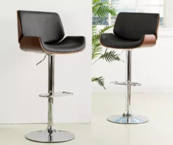 Glitzhome Mid-Century Modern Faux Leather & Chrome Adjustable Bar Stools, 2-Pack 34 Glitzhome Mid-Century Modern Faux Leather & Chrome Adjustable Bar Stools, 2-Pack -Walker Edison Shop 810598742 A0 3