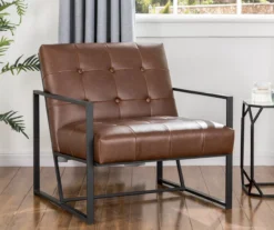 Glitzhome Modern Industrial Faux Leather Accent Chairs, 2-Pack -Walker Edison Shop 810598913 A0 3