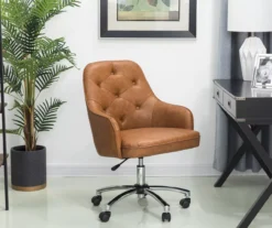 Caramel Brown Faux Leather Tufted Adjustable Office Chair 10 Caramel Brown Faux Leather Tufted Adjustable Office Chair -Walker Edison Shop 810598931 A0 3