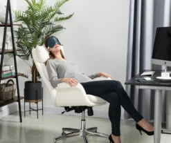 Cream Mid-Century Modern Faux Leather Executive Office Chair 10 Cream Mid-Century Modern Faux Leather Executive Office Chair -Walker Edison Shop 810598938 A0 3