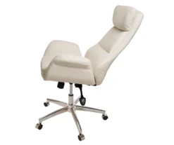 Cream Mid-Century Modern Faux Leather Executive Office Chair 12 Cream Mid-Century Modern Faux Leather Executive Office Chair -Walker Edison Shop 810598938 A0 5