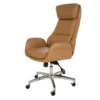 Light Brown Mid-Century Modern Faux Leather Executive Office Chair