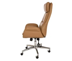 Light Brown Mid-Century Modern Faux Leather Executive Office Chair -Walker Edison Shop 810598939 A0 5
