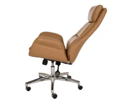 Light Brown Mid-Century Modern Faux Leather Executive Office Chair -Walker Edison Shop 810598939 A0 6