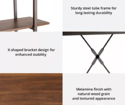 Walnut Modern Open 4-Shelf Bookcase -Walker Edison Shop 810598940 A0 6