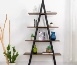 Walnut Modern A-Frame 4-Shelf Bookcase -Walker Edison Shop 810598942 A0 3