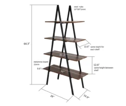 Walnut Modern A-Frame 4-Shelf Bookcase -Walker Edison Shop 810598942 A0 7