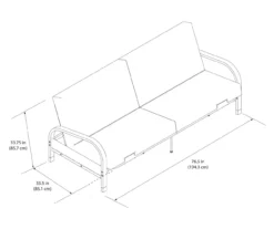 DHP Elbern Black Metal Futon With Cover -Walker Edison Shop 810599700 810600181 810600182 A8 1