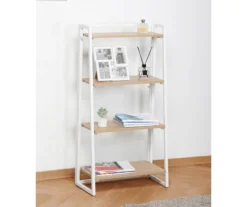 Blonde Wood Look & White 4-Tier Folding Bookcase -Walker Edison Shop 810606565 A0 2
