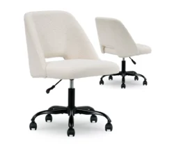 Cream Faux Wool Boucle Rolling Swivel Office Chair 14 Cream Faux Wool Boucle Rolling Swivel Office Chair -Walker Edison Shop 810606674 A0 11