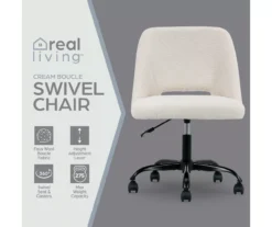 Cream Faux Wool Boucle Rolling Swivel Office Chair 16 Cream Faux Wool Boucle Rolling Swivel Office Chair -Walker Edison Shop 810606674 A0 2