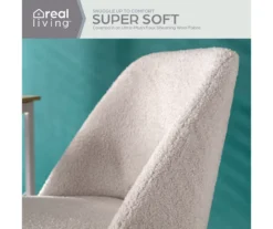 Cream Faux Wool Boucle Rolling Swivel Office Chair 17 Cream Faux Wool Boucle Rolling Swivel Office Chair -Walker Edison Shop 810606674 A0 3