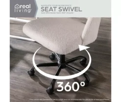 Cream Faux Wool Boucle Rolling Swivel Office Chair 18 Cream Faux Wool Boucle Rolling Swivel Office Chair -Walker Edison Shop 810606674 A0 4