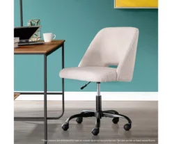 Cream Faux Wool Boucle Rolling Swivel Office Chair 15 Cream Faux Wool Boucle Rolling Swivel Office Chair -Walker Edison Shop 810606674 A0 8