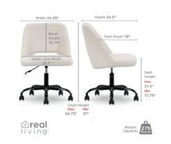 Cream Faux Wool Boucle Rolling Swivel Office Chair 23 Cream Faux Wool Boucle Rolling Swivel Office Chair -Walker Edison Shop 810606674 A0 9