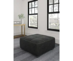 Bilgray Black Faux Leather Oversize Accent Ottoman -Walker Edison Shop 810612225 5