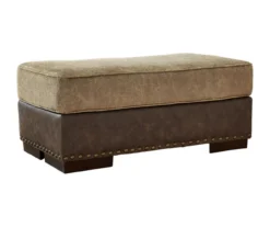 Alesbury Brown Faux Leather Ottoman -Walker Edison Shop 810612254 1