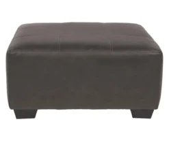 Aberton Gray Faux Leather Oversize Accent Ottoman -Walker Edison Shop 810612302 2