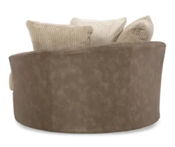 Keskin Brown Faux Leather Oversize Swivel Accent Chair -Walker Edison Shop 810612413 4