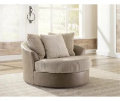 Keskin Brown Faux Leather Oversize Swivel Accent Chair -Walker Edison Shop 810612413 5