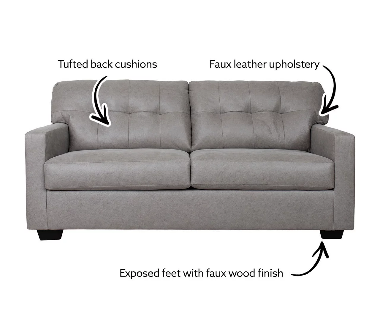 Battstone Graphite Faux Leather Sofa 2 Battstone Graphite Faux Leather Sofa - Image 2