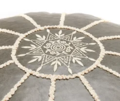 Moroccan Vegan Leather Pouf -Walker Edison Shop 810617353 A8