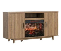 60" Modern Tan Electric Fireplace Console -Walker Edison Shop 810617759 A0 2