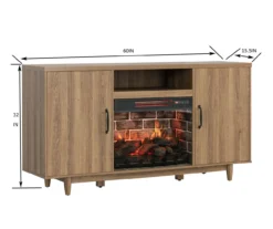 60" Modern Tan Electric Fireplace Console -Walker Edison Shop 810617759 A6