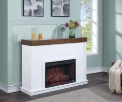 62" White Shiplap Grand Electric Fireplace -Walker Edison Shop 810617760 B0 1