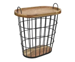 Metal Storage Table With Acacia Lid -Walker Edison Shop 810617764 A0 3