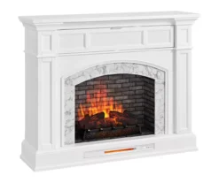 62" White Marble Grand Electric Fireplace Console -Walker Edison Shop 810617766 A0 2