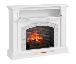 62" White Marble Grand Electric Fireplace Console -Walker Edison Shop 810617766 A0 3