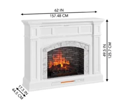 62" White Marble Grand Electric Fireplace Console -Walker Edison Shop 810617766 A6