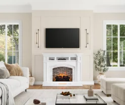 62" White Marble Grand Electric Fireplace Console -Walker Edison Shop 810617766 B0 2