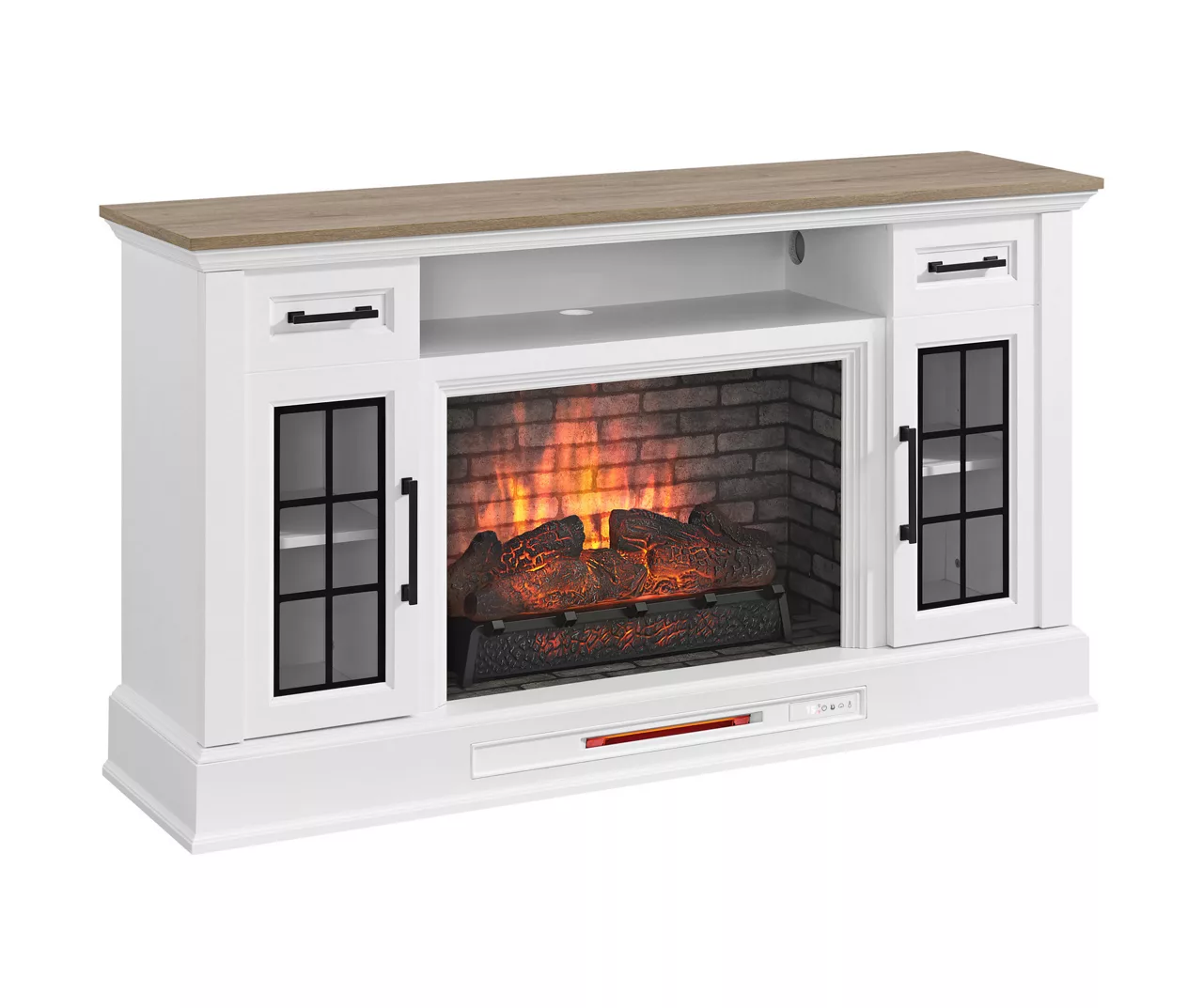 60" White 2-Door Electric Fireplace Console 7 60" White 2-Door Electric Fireplace Console - Image 7