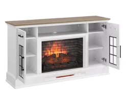 60" White 2-Door Electric Fireplace Console 19 60" White 2-Door Electric Fireplace Console -Walker Edison Shop 810618088 A0 3
