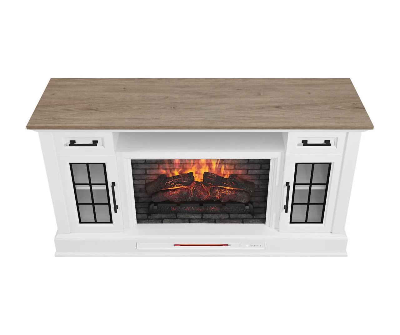 60" White 2-Door Electric Fireplace Console 9 60" White 2-Door Electric Fireplace Console - Image 9