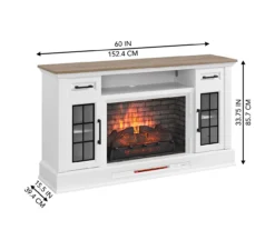 60" White 2-Door Electric Fireplace Console 23 60" White 2-Door Electric Fireplace Console -Walker Edison Shop 810618088 A6