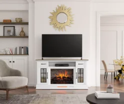 60" White 2-Door Electric Fireplace Console 14 60" White 2-Door Electric Fireplace Console -Walker Edison Shop 810618088 B0 2
