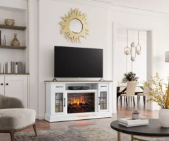 60" White 2-Door Electric Fireplace Console 15 60" White 2-Door Electric Fireplace Console -Walker Edison Shop 810618088 B0 3