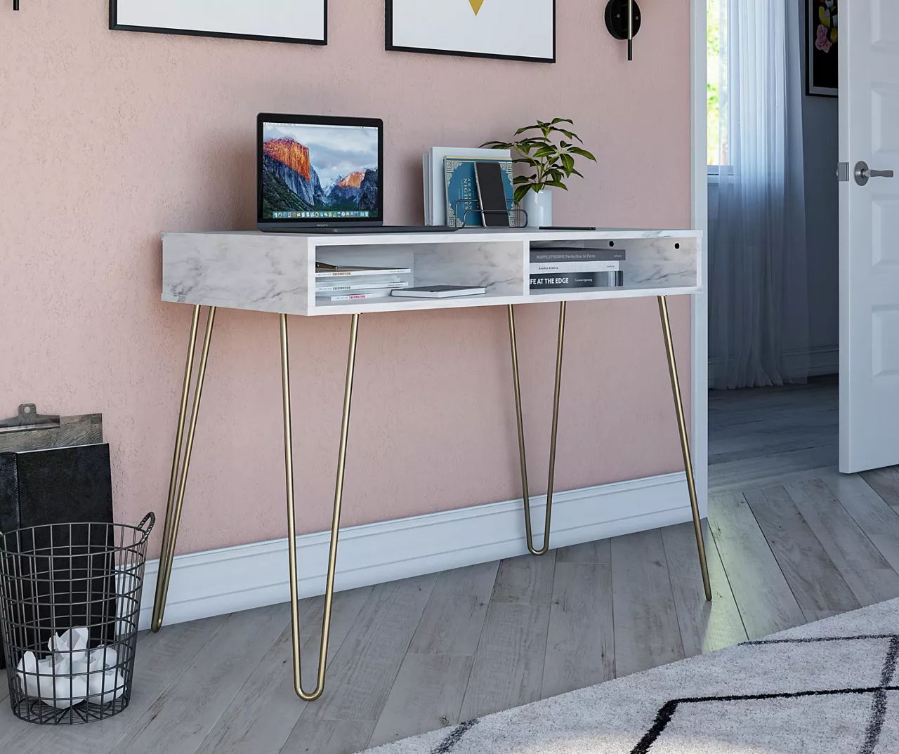 Novogratz Athena Faux Marble 2-Cubby Computer Desk 10 Novogratz Athena Faux Marble 2-Cubby Computer Desk - Image 10