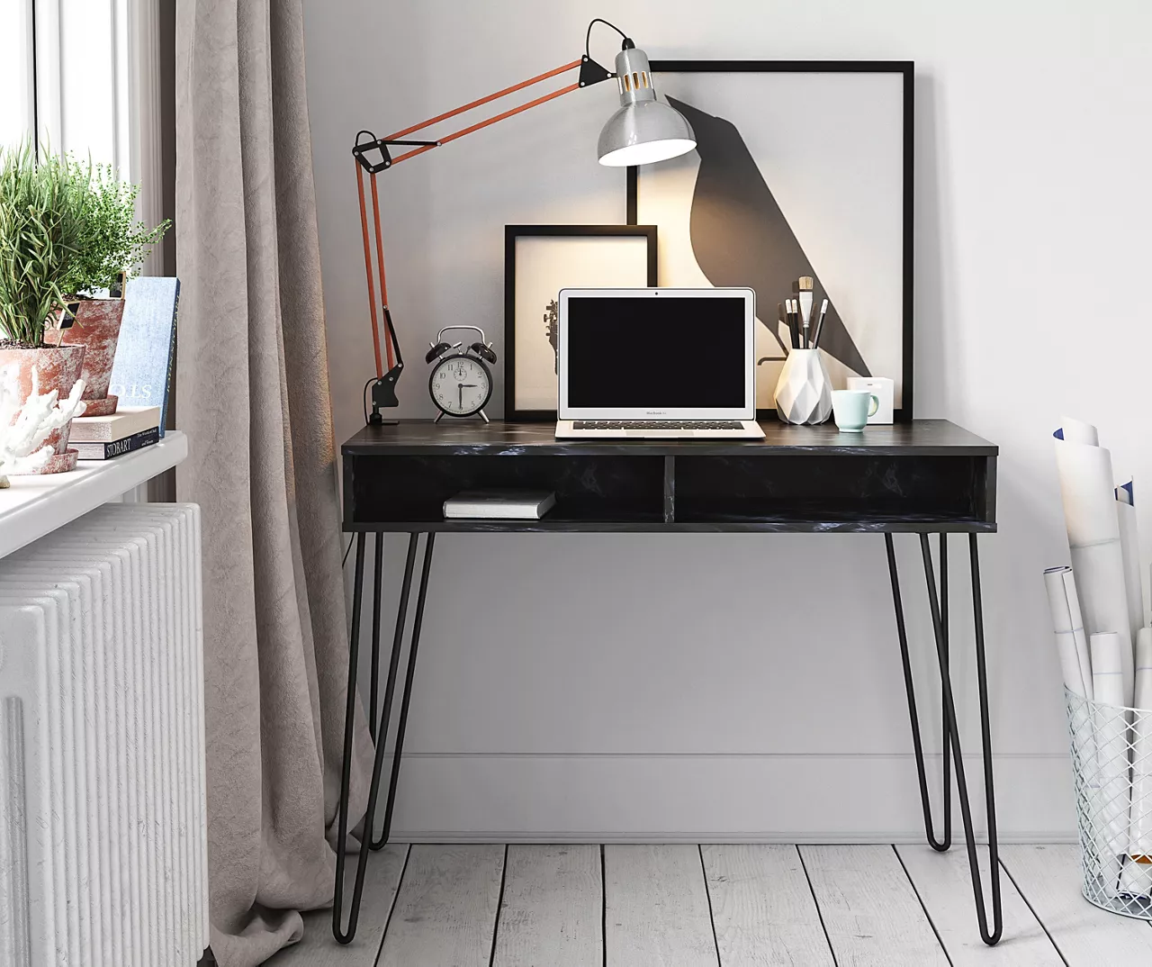 Novogratz Athena Faux Marble 2-Cubby Computer Desk 6 Novogratz Athena Faux Marble 2-Cubby Computer Desk - Image 6