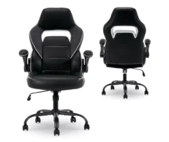White & Black Faux Leather Gaming Chair -Walker Edison Shop 810618952 A0 10