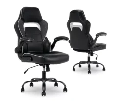 White & Black Faux Leather Gaming Chair -Walker Edison Shop 810618952 A0 8